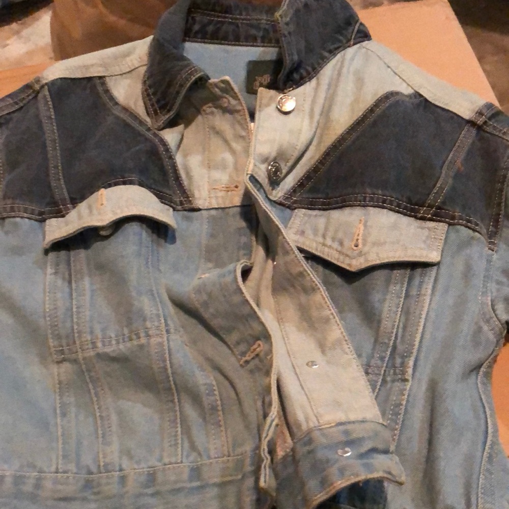 Crop patchwork crop never worn denim jacket